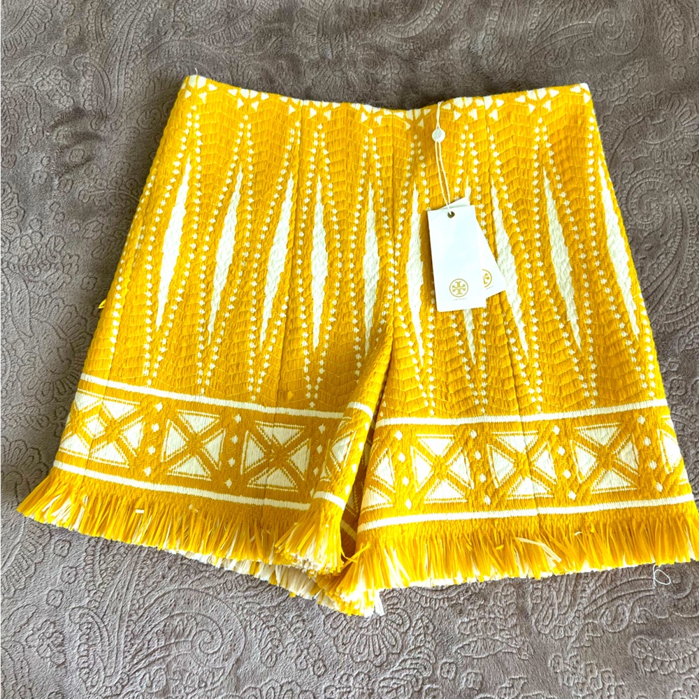 Tory Burch Honey Mustard New Ivory Shorts Size 0